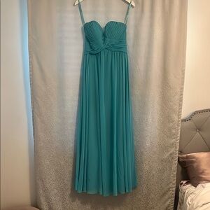 Mori Lee Blue Pleated Ruched Sundress